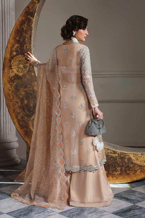 Woman in a beige embroidered traditional outfit standing in front of a decorative mirror.
Aabroza BY RUUPOSH COLLECTION -02